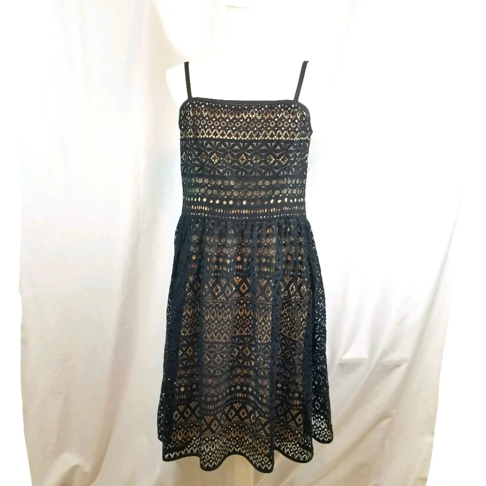 Jessica Simpson Black and Tan Dress 12 NWT